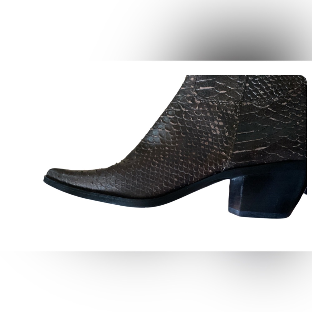 Steve Madden Kaden Black/brown Metallic Leather Snakeskin Boots size 8 - Picture 11 of 14